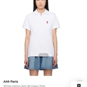 New AMI Paris White Polo Shirt Size m Women